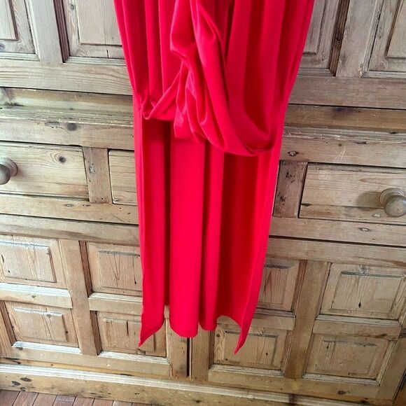 Esmara Women's Medium‎ Red Maxi V-Neck Sleeveless Dress Flowy Slits Viscose Long - Picture 7 of 11